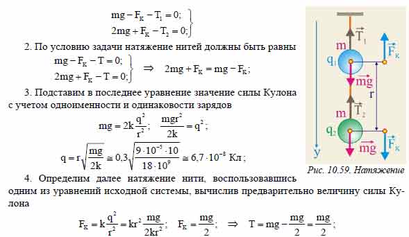 Два одинаковых шарика массой m = 9?10 ? 5 кг каждый, несут на себе ...