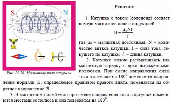 Лёгкая катушка, по которой течёт электрический ток, подвешена к штативу ...