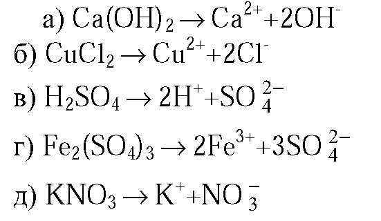 Напишите уравнения электролитической диссоциации: а) гидроксида кальция ...