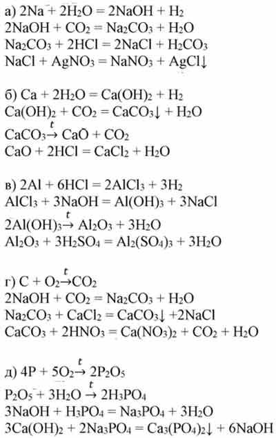 Напишите уравнения реакций по следующим схемам: а) Na-NaOH-Na2CO3- NaCl ...
