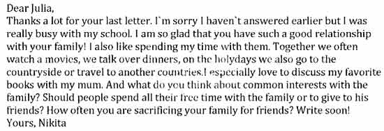 This is part of a letter from your foreign friend, Julia. Write back to ...