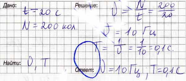 За 20 секунд тело совершило 200 колебаний. Какова частота v и период Т ...