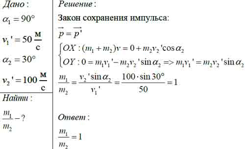Снаряд, летящий с некоторой скоростью, разрывается на два осколка ...