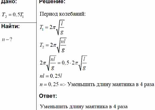 Как нужно изменить длину математического маятника, чтобы период его ...