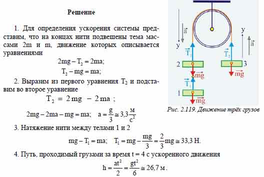 Через неподвижный идеальный блок перекинута невесомая и нерастяжимая ...