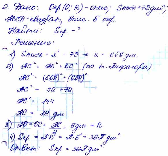 Найдите площадь круга, если площадь вписанного в окружность квадрата ...