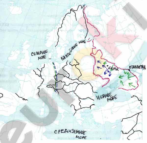 Обведите границы СССР и других государств; подпишите моря. 2. Красной ...