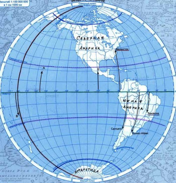 Выделите на карте цветными карандашами главные линии градусной сети и ...