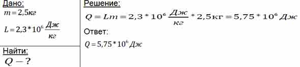 Какое количество теплоты выделится при конденсации 2,5 кг