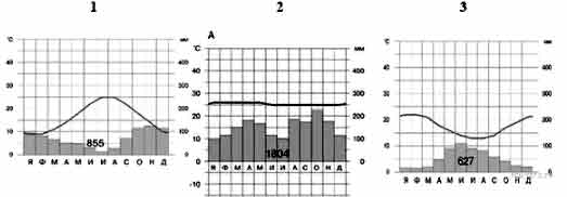Рассмотрите рисунки с изображением климатограмм, построенных по данным ...